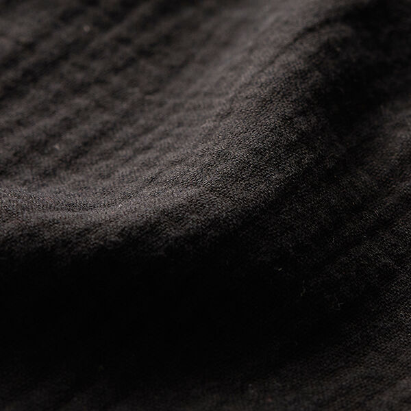 Tissu double gaze de coton – noir,  image number 3