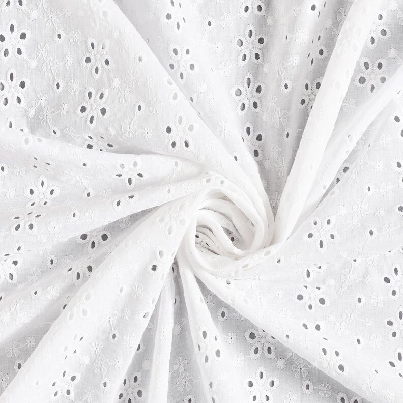 Batiste de coton Dentelle brodée Rangées de fleurs – blanc,  image number 5