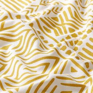 Tissu de décoration Canvas Ethno – moutarde/blanc, 