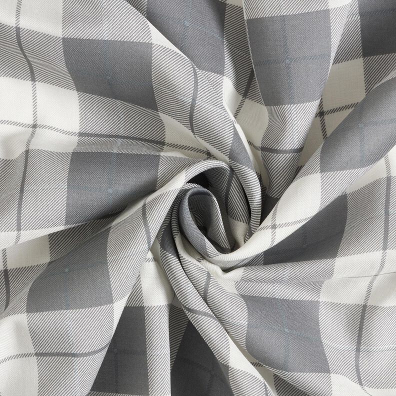 Tissu de coton fin à carreaux – gris clair/blanc,  image number 3