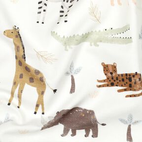 Jersey coton Animaux des steppes Impression numérique | Poppy Fabrics – ivoire/marron foncé, 