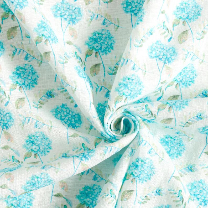 Lin mélangé Hortensias délicats – ivoire/turquoise clair, image number 3