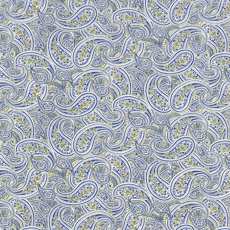 Tissu pour chemise Motif paisley superposé – indigo/olive, image number 1
