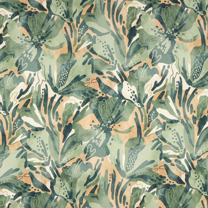Crêpe satin fleurs de la mer – roseau/beige,  image number 1