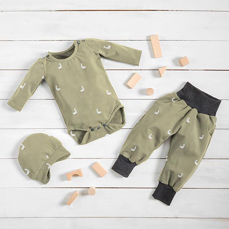 Jersey coton Jolies oies – pistache, image number 7