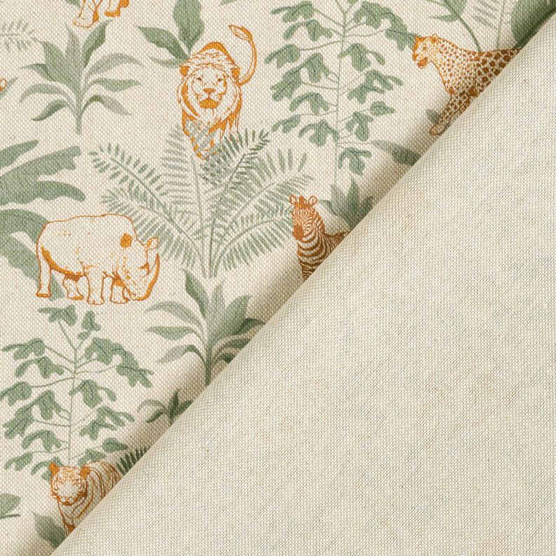 Tissu de décoration Semi-panama Animaux de la jungle – nature/caramel, image number 4