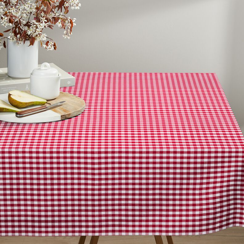 Tissu en coton Vichy à carreaux 1 cm – rouge/blanc,  image number 7