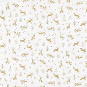 Tissu en coton Cretonne Renne et étoiles – ivoire/or,  Tissu en coton Cretonne Renne et étoiles – ivoire/or,