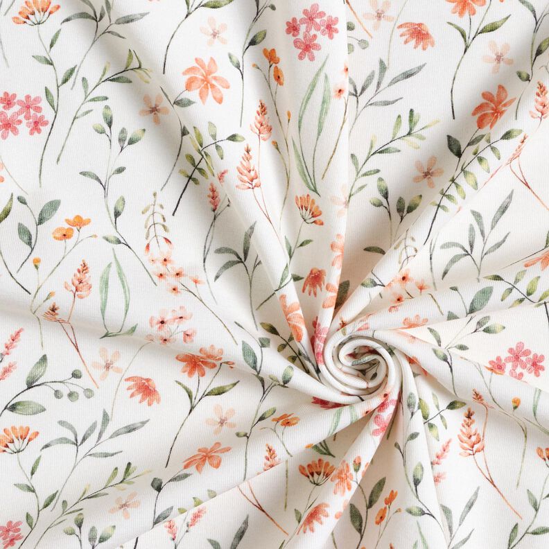 GOTS Jersey coton prairie de fleurs sauvages Impression numérique – ivoire, image number 3