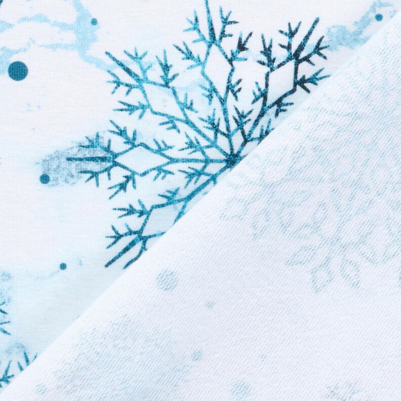 French Terry Cristaux de neige pour Noël | Glitzerpüppi – bleu ciel/pétrole légère, image number 4