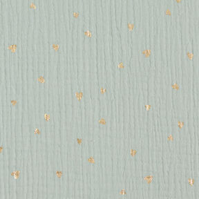 Tissu double gaze de coton Cœurs Imprimé feuille | by Poppy roseau/or métallisé, 