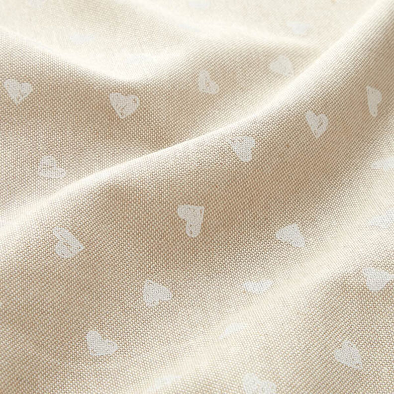 Tissu de décoration Semi-panama Petits cœurs – blanc/nature,  image number 2