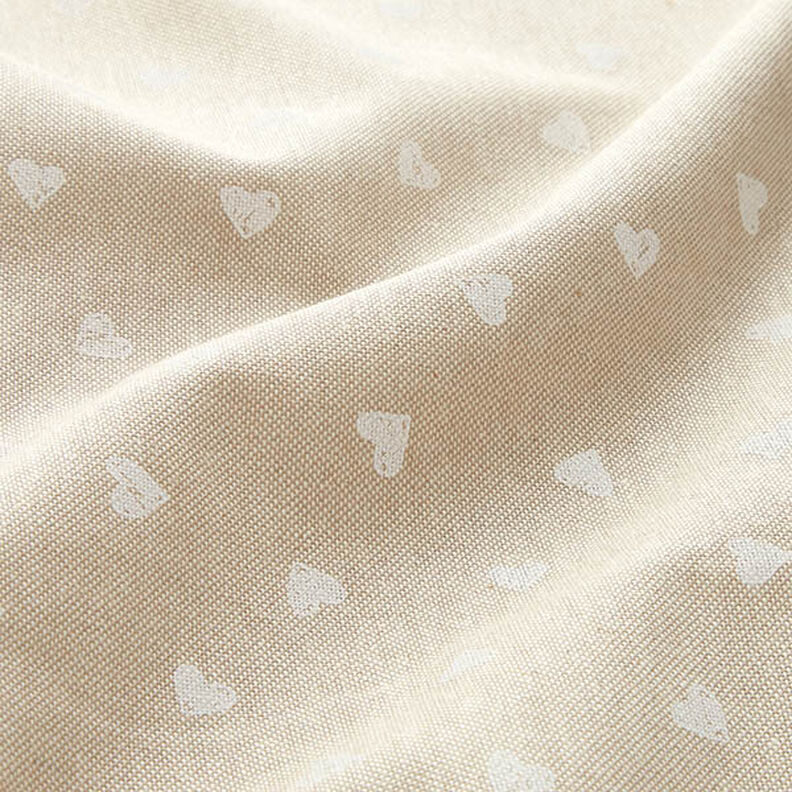 Tissu de décoration Semi-panama Petits cœurs – blanc/nature, image number 2