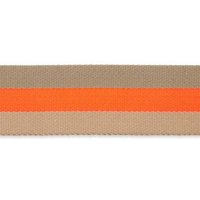 Sangle de sac fluo [ 40 mm ] – orange néon/beige, 