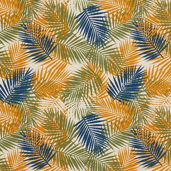 Tissu en coton Cretonne feuilles de palmier – beige clair/bleu,  image number 1