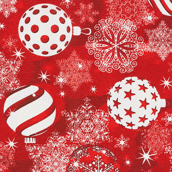 Tissu de décoration Canvas Boules de sapin de Noël – rouge,  image number 6