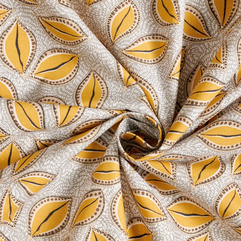 Tissu en coton Cretonne Feuilles artistiques – jaune curry,  image number 3