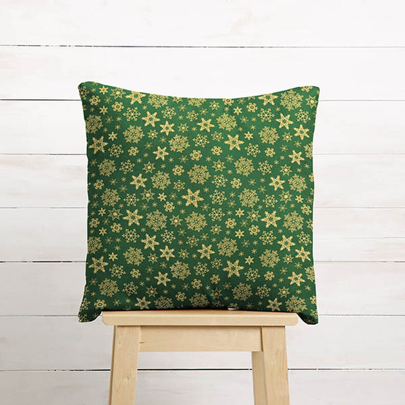 Tissu en coton Popeline Cristaux de neige – vert/or, image number 8