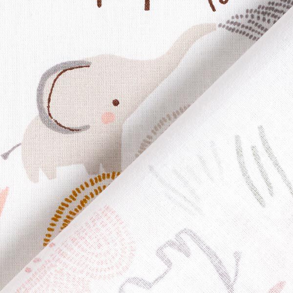 Tissu en coton Cretonne Paysage avec éléphants – blanc,  image number 5