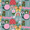 Tissu en coton Cretonne Papillons et abeilles – eucalyptus/rose,  thumbnail number 1