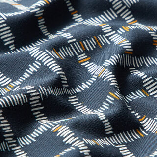 GOTS Jersey coton Carreaux | Tula – bleu nuit/moutarde, 