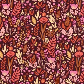 Tissu en coton Cretonne Fleurs sauvages – merlot/pourpre, 