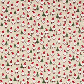 Tissu de décoration Semi-panama pères Noël joyeux – nature, 