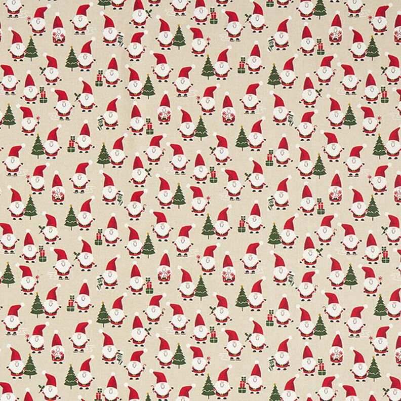 Tissu de décoration Semi-panama pères Noël joyeux – nature, image number 1