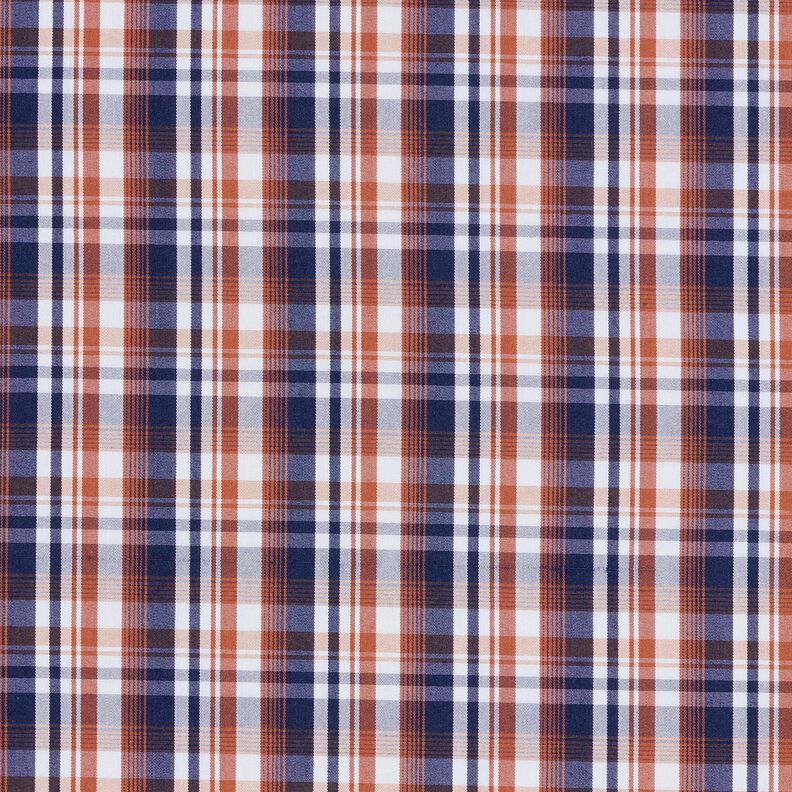 Tissu pour chemise à carreaux classiques – bleu marine/cuivre,  image number 1