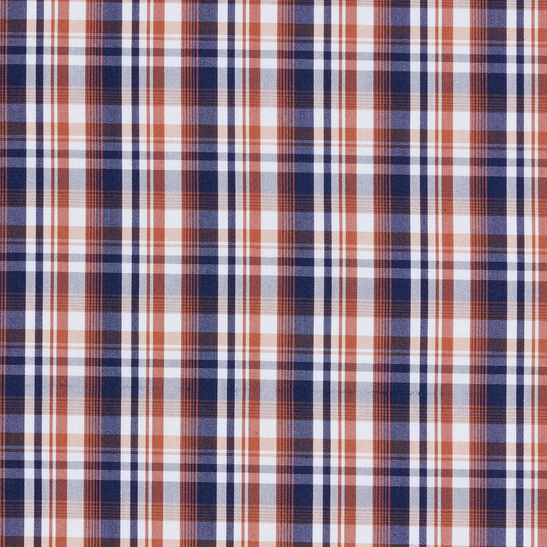 Tissu pour chemise à carreaux classiques – bleu marine/cuivre, image number 1