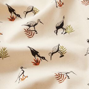 GOTS Tissu en coton Cretonne Oiseaux – nature/noir, 