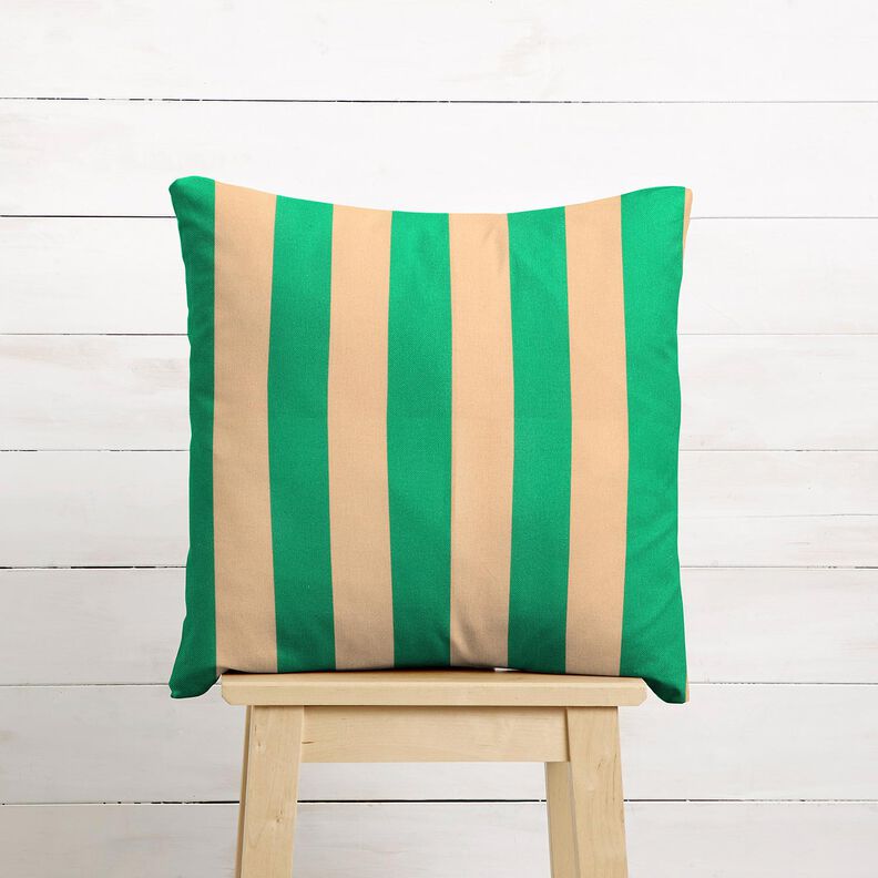 Tissu de décoration Semi-panama Grandes rayures – vert/abricot,  image number 10