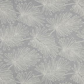 Tissu de décoration Jacquard Contours de feuilles – gris, 