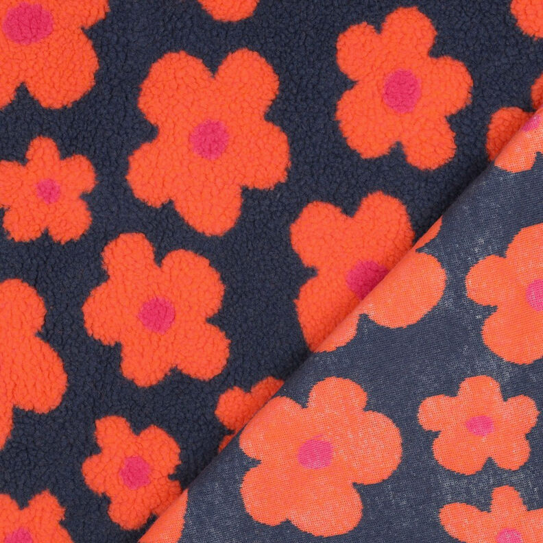 Ourson Fleurs | Poppy Fabrics – bleu marine/orange, image number 5