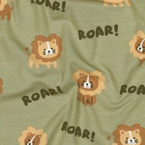 Jersey coton lion | Poppy Fabrics – pistache/brun faon, 