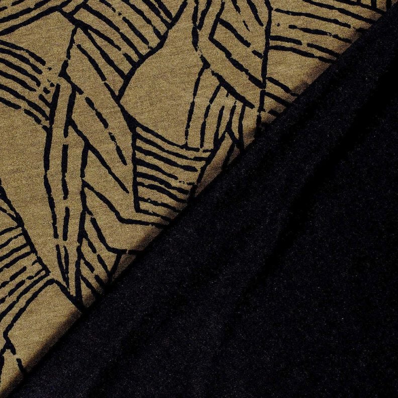 Jersey romanite Feuilles abstraites – olive foncé/noir,  image number 4