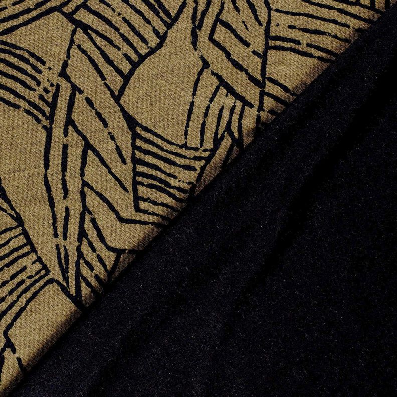 Jersey romanite Feuilles abstraites – olive foncé/noir, image number 4