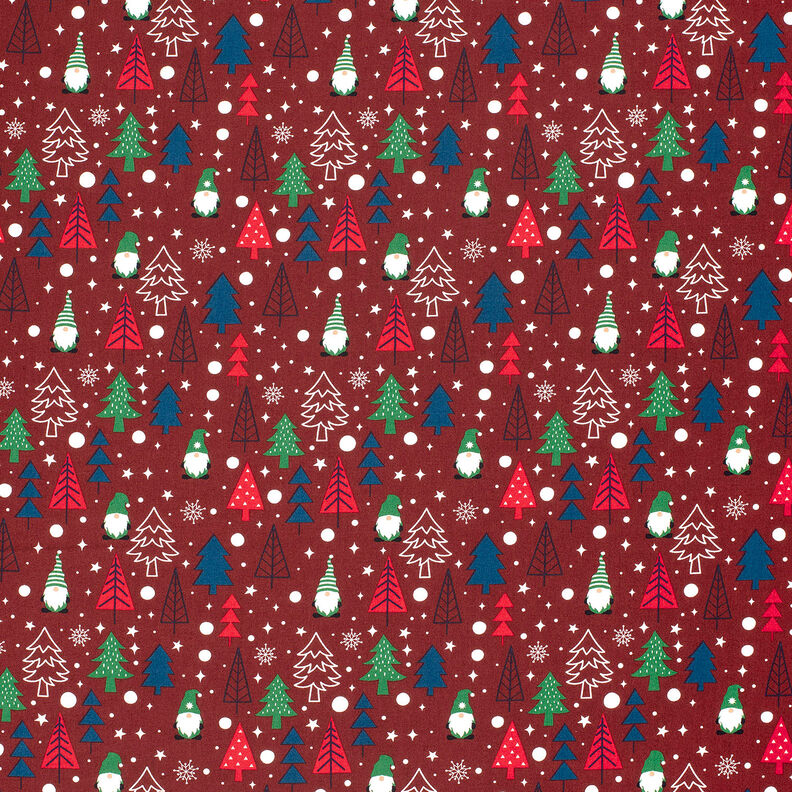 Tissu en coton Popeline Lutins et sapins – rouge foncé, image number 6