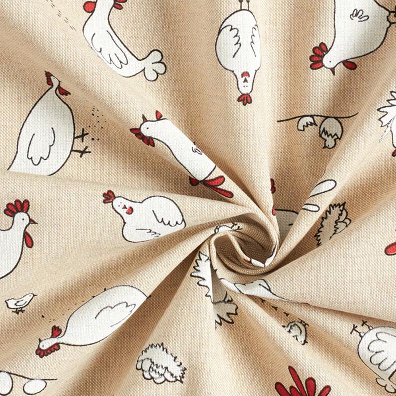 Tissu de décoration Semi-panama poules – nature,  image number 3