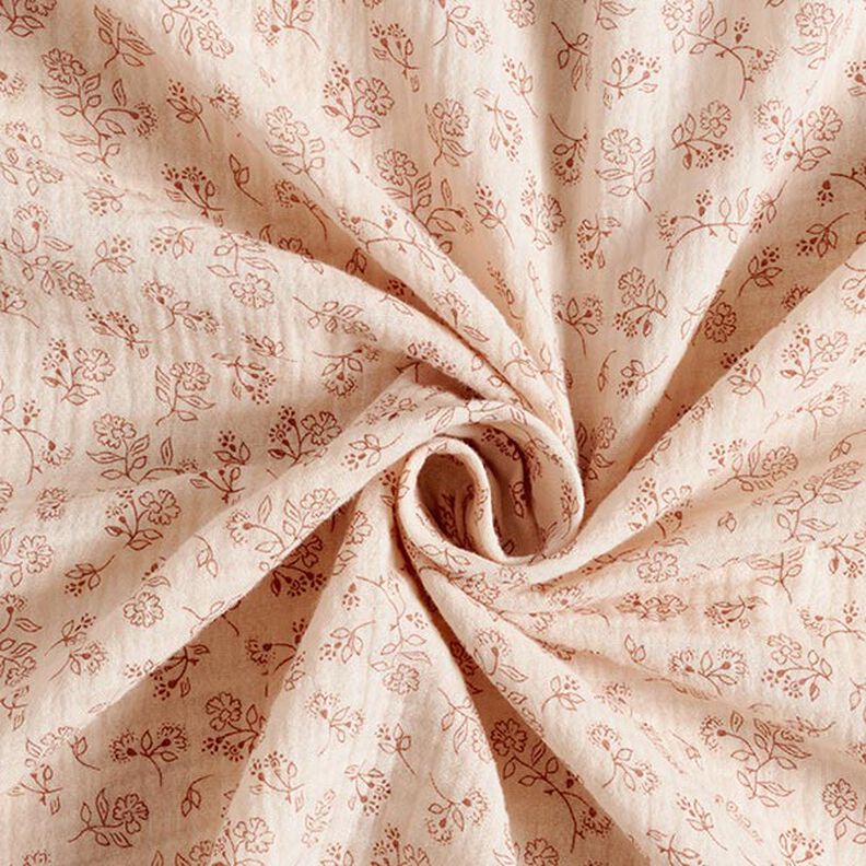Tissu double gaze de coton Petites vrilles de fleurs – nature,  image number 3
