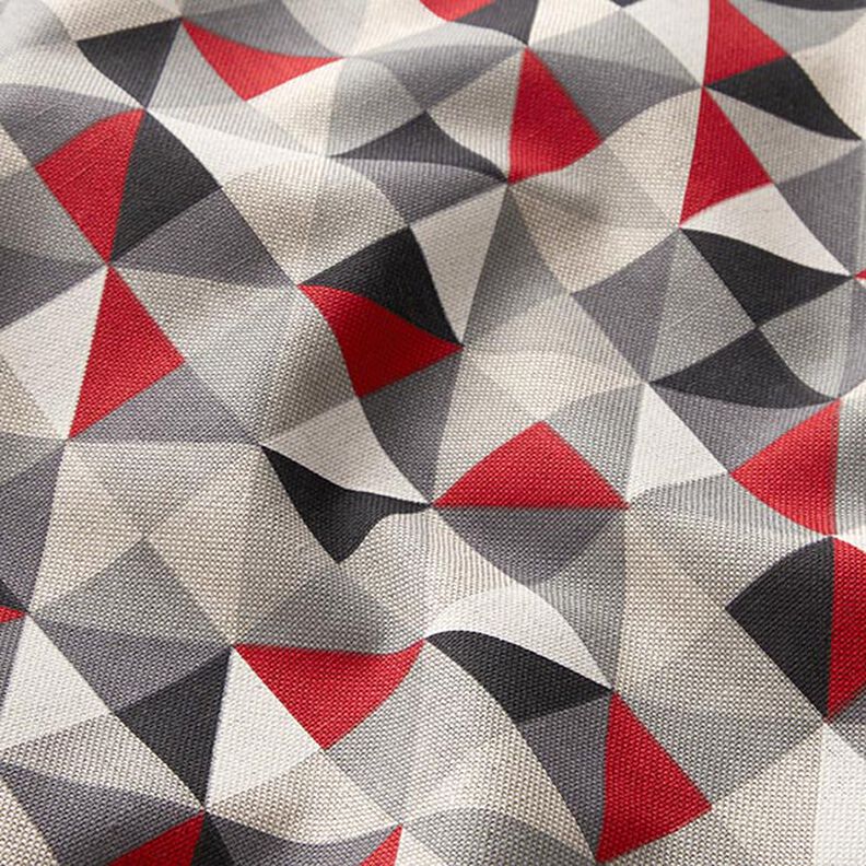 Tissu de décoration Semi-panama motif losange rétro – rouge/gris,  image number 2