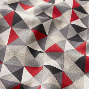 Tissu de décoration Semi-panama motif losange rétro – rouge/gris, 