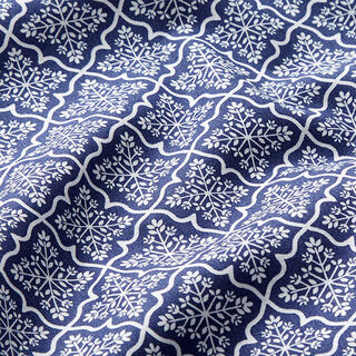 Tissu en coton Popeline Fleurs de glace – indigo/blanc, 