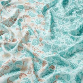 Viscose Voile Motif de bordure florale Paisley – bleu, 