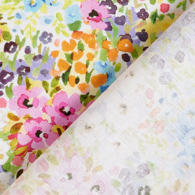 Tissu en coton Popeline Fleurs colorées – lavande/bleu,  image number 4