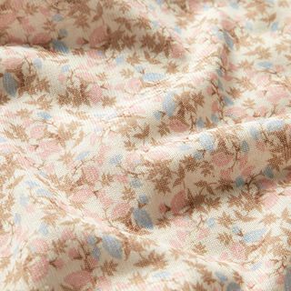 Tricot fin fleurs éparses – rose/bleu clair, 