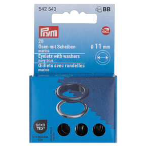 Œillets avec rondelles [20 unités | Ø 11 mm] | Prym – bleu marine/argent métallisé, 