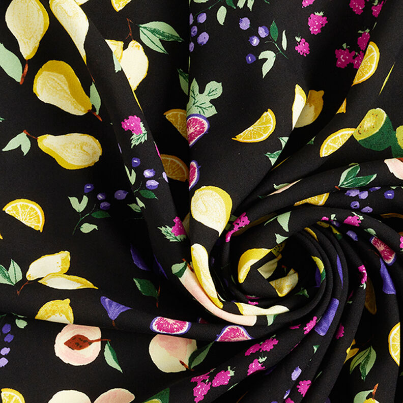 Tissu de viscose Fruits colorés – noir,  image number 3
