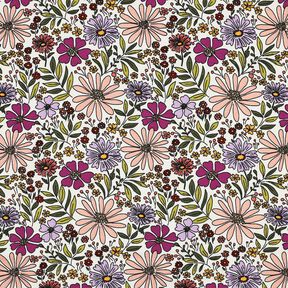 Jersey coton Mer de fleurs | Poppy Fabrics – écru/mauve, 