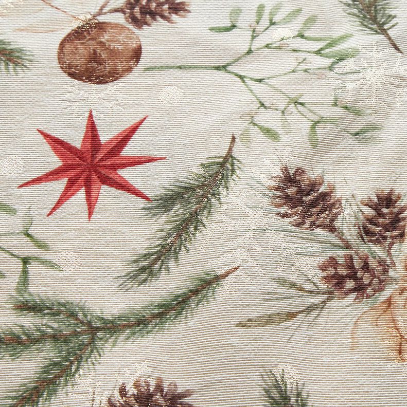 Tissu de décoration Jacquard Lurex branches de sapin – nature/or,  image number 5
